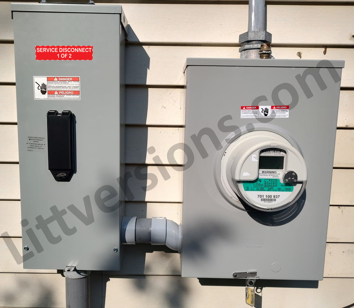 4" x 1" Two Service Disconnects 1/2 of 2 Label Emergency Sign Sticker Decal Electrical Panel Vinyl