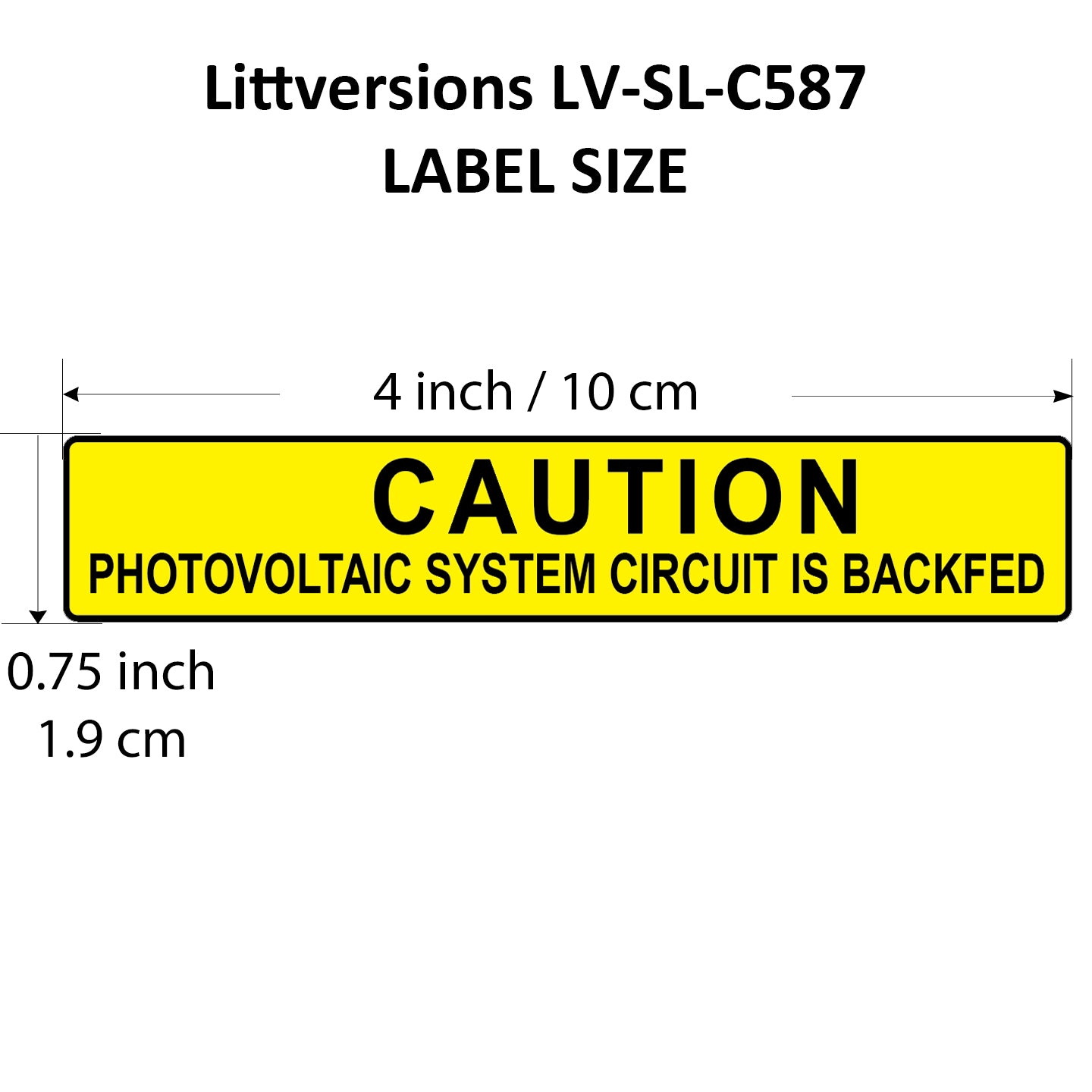 16 Pack 4.125"x 0.75" Solar NEC Compliant Caution Photovoltaic System Circuit is Backfed Outdoor Rated Laminated Labels Sticker 149863 UL-969 Standard 596-00587 596-00666