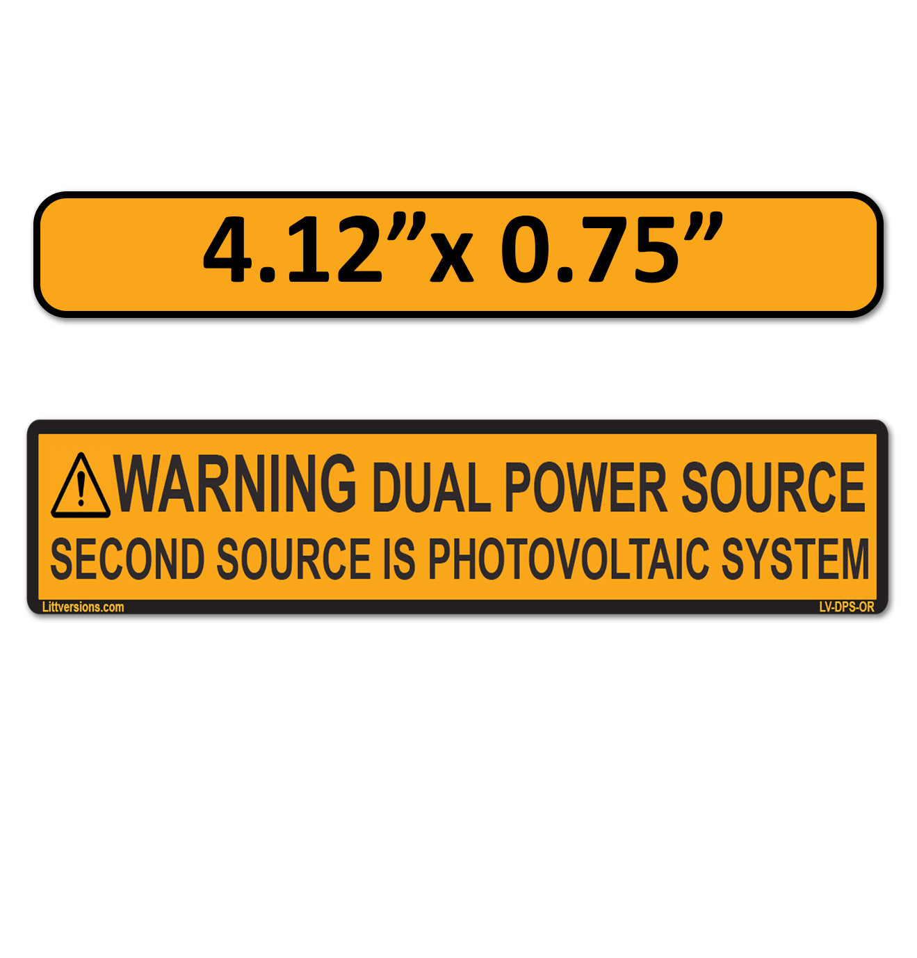 4.125"x 0.75" Solar NEC Compliant Outdoor Rated Laminated Warning Dual Power Source Photovoltaic PV System Labels Sticker 2020-2023 Code 149887 UL-969 Standard 596-00495 596-00665