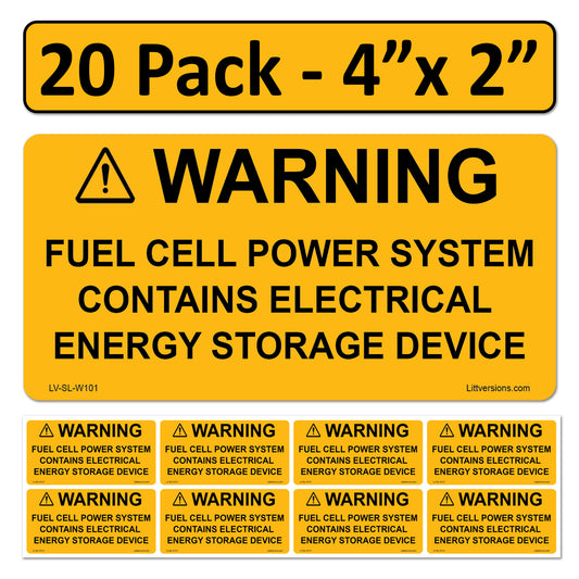 20 Pack 4.125"x 2" Solar NEC Compliant Warning Fuel Cell Power System Contains Energy Storage Devices Laminated Labels Sticker UL-969 Standard 596-01010 596-01002