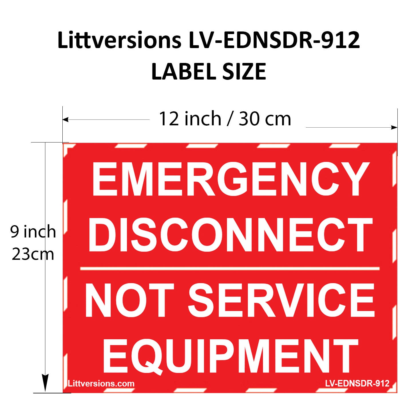 2 Pack 12"x9" Red NEC compliant Emergency Disconnect NOT Service Equipment Outdoor Rated Laminated Labels Sign Notice Danger Sticker Panel Durable Electrical Heavy Duty Vinyl Waterproof