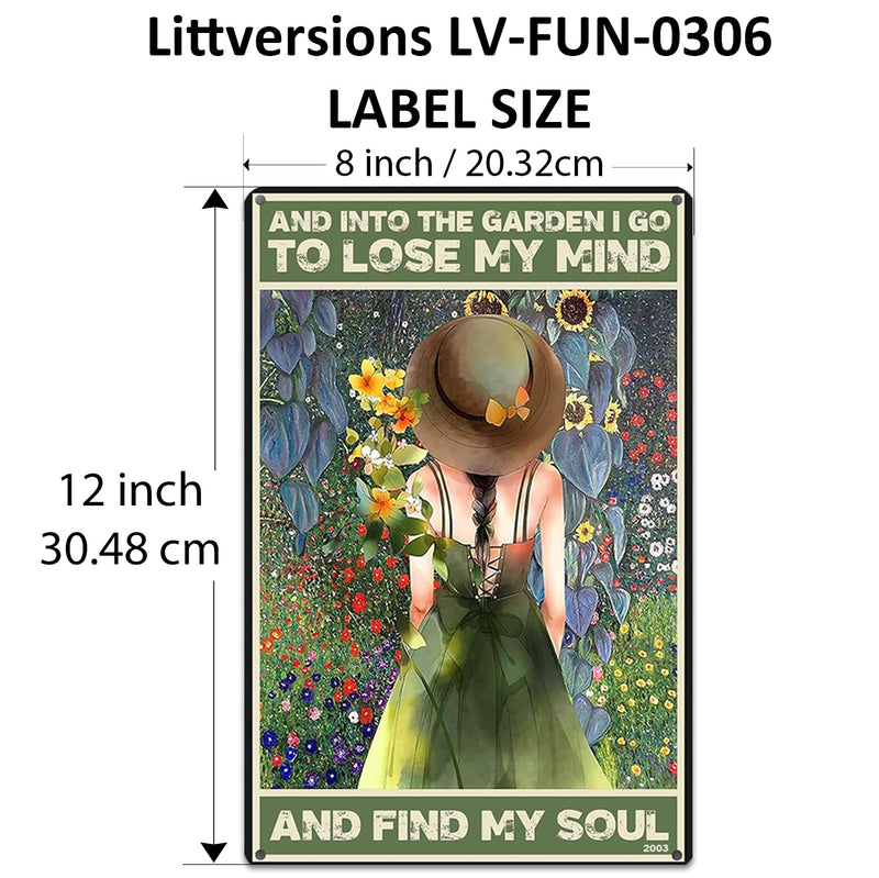 2 Pack  8"x12" Vintage Funny Garden Signs Laminated Vinyl Decals "Into the Garden I Go" & "I Just Want to Work" Plant Lover Décor Greenhouse Potting Shed Yard Poster Women Gift Rustic