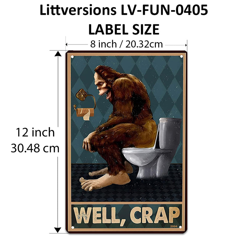 2 Pack  8"x12" Vintage Funny Bathroom Wall Art Laminated Vinyl Decals"Well Crap" & "Remember to Wipe" Modern Farmhouse Style Hilarious Potty Humor Decor Home Office Décor Poster Rustic