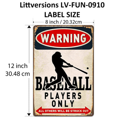 2 Pack  8"x12" Vintage Baseball Wall Decor Laminated Vinyl Decals "Players Only" & "Pitching Grips Guide" Unique Gift Baseball Lovers Coaches & Sports Fans Home Décor Art Man Cave Poster