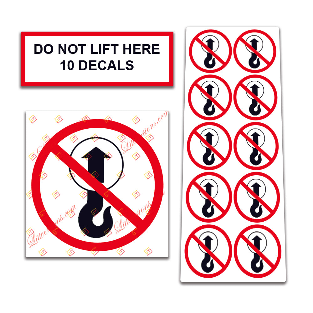 10 Pack Universal OSHA Compliant Air Compressor Safety Symbol Stickers Decal Set Suitable for Towable, Mobile, Portable and Stationary Units (Do Not Lift Here)