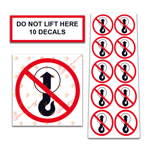 10 Pack Universal OSHA Compliant Air Compressor Safety Symbol Stickers Decal Set Suitable for Towable, Mobile, Portable and Stationary Units (Do Not Lift Here)