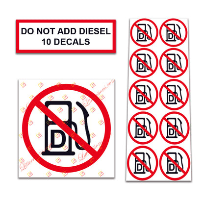 10 Pack Universal OSHA Compliant Air Compressor Safety Symbol Stickers Decal Set Suitable for Towable, Mobile, Portable and Stationary Units (Do Not Add Diesel)