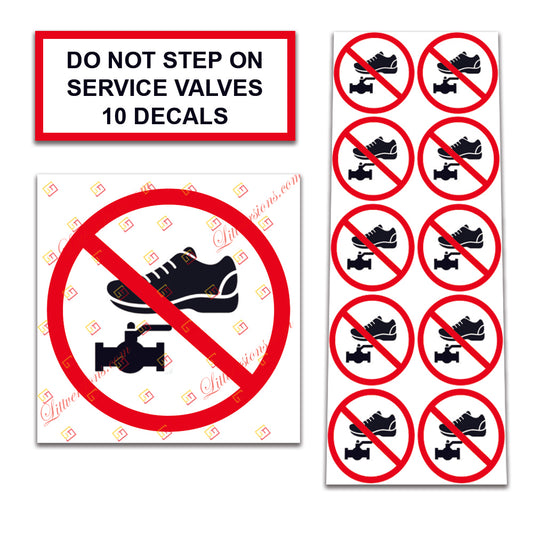 10 Pack Universal OSHA Compliant Air Compressor Safety Symbol Stickers Decal Set Suitable for Towable, Mobile, Portable and Stationary Units (Do Not Stand On Service Valve)