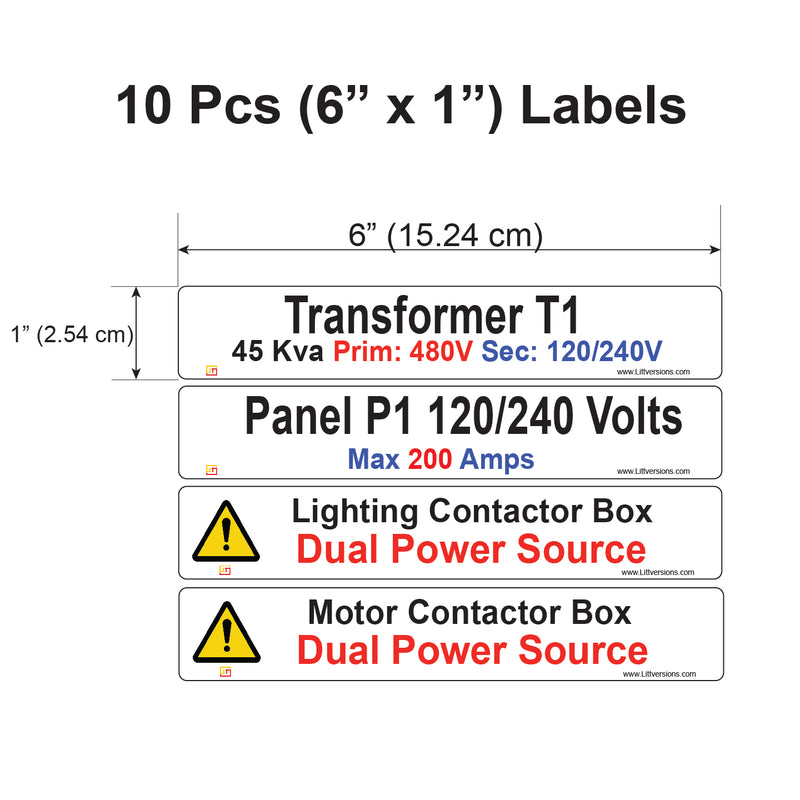 Littversions 76 Pcs 480/240/208/120V Electrical Labels Stickers Decals Markers Sign for Main Disconnect Splitter Transformer Panel Circuit Breaker Loadcenter Lighting Motor Contactor Box (Custom -76 Pcs)