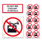 10 Pack Universal OSHA Compliant Air Compressor Safety Symbol Stickers Decal Set Suitable for Towable, Mobile, Portable and Stationary Units (Do Not Mix Coolant)