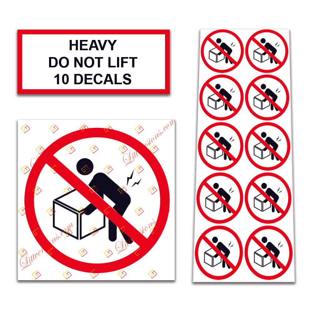 10 Pack Universal OSHA Compliant Air Compressor Safety Symbol Stickers Decal Set Suitable for Towable, Mobile, Portable and Stationary Units (Heavy Do Not Lift)
