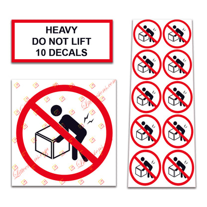 10 Pack Universal OSHA Compliant Air Compressor Safety Symbol Stickers Decal Set Suitable for Towable, Mobile, Portable and Stationary Units (Heavy Do Not Lift)