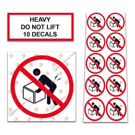 10 Pack Universal OSHA Compliant Air Compressor Safety Symbol Stickers Decal Set Suitable for Towable, Mobile, Portable and Stationary Units (Heavy Do Not Lift)