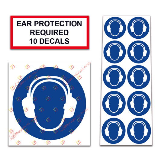 10 Pack Universal OSHA Compliant Air Compressor Safety Symbol Stickers Decal Set Suitable for Towable, Mobile, Portable and Stationary Units (Ear Protection Required)