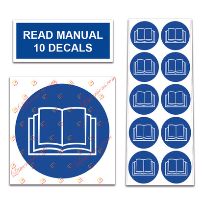 10 Pack Universal OSHA Compliant Air Compressor Safety Symbol Stickers Decal Set Suitable for Towable, Mobile, Portable and Stationary Units (Read Manual)