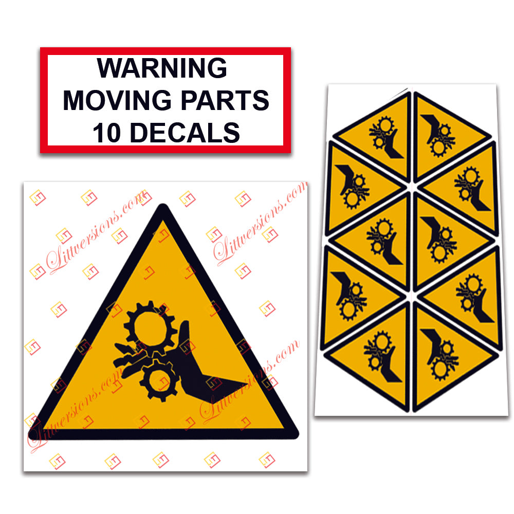 10 Pack Universal OSHA Compliant Air Compressor Safety Symbol Stickers Decal Set Suitable for Towable, Mobile, Portable and Stationary Units (Warning Moving Parts)