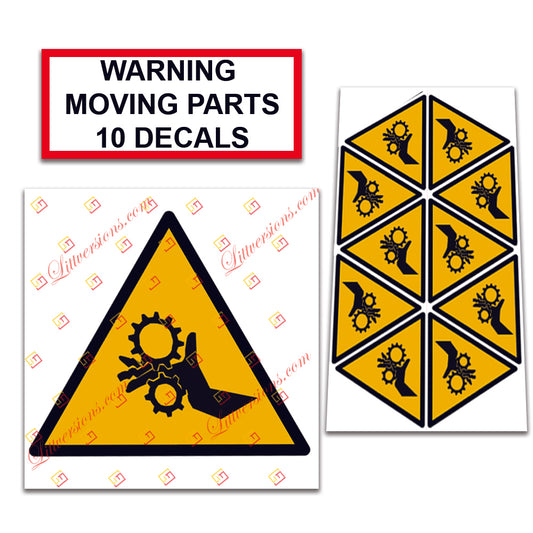 10 Pack Universal OSHA Compliant Air Compressor Safety Symbol Stickers Decal Set Suitable for Towable, Mobile, Portable and Stationary Units (Warning Moving Parts)