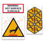 10 Pack Universal OSHA Compliant Air Compressor Safety Symbol Stickers Decal Set Suitable for Towable, Mobile, Portable and Stationary Units (Warning Hot Surface)