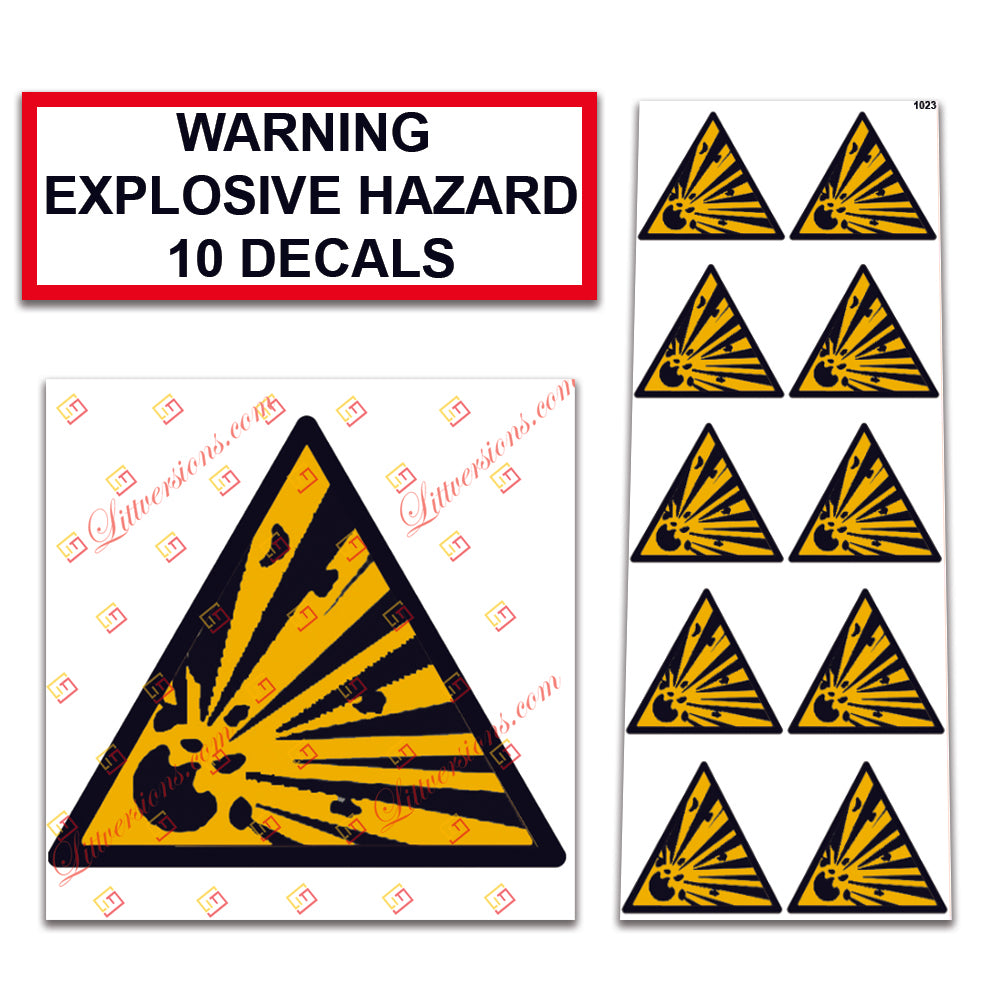 10 Pack Universal OSHA Compliant Air Compressor Safety Symbol Stickers Decal Set Suitable for Towable, Mobile, Portable and Stationary Units (Warning Explosion Hazard)