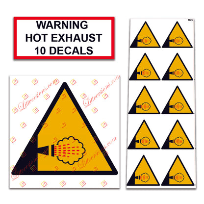 10 Pack Universal OSHA Compliant Air Compressor Safety Symbol Stickers Decal Set Suitable for Towable, Mobile, Portable and Stationary Units (Warning Hot Exhaust)