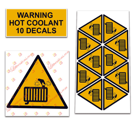 10 Pack Universal OSHA Compliant Air Compressor Safety Symbol Stickers Decal Set Suitable for Towable, Mobile, Portable and Stationary Units (Warning Hot Coolant)