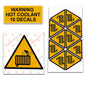 10 Pack Universal OSHA Compliant Air Compressor Safety Symbol Stickers Decal Set Suitable for Towable, Mobile, Portable and Stationary Units (Warning Hot Coolant)