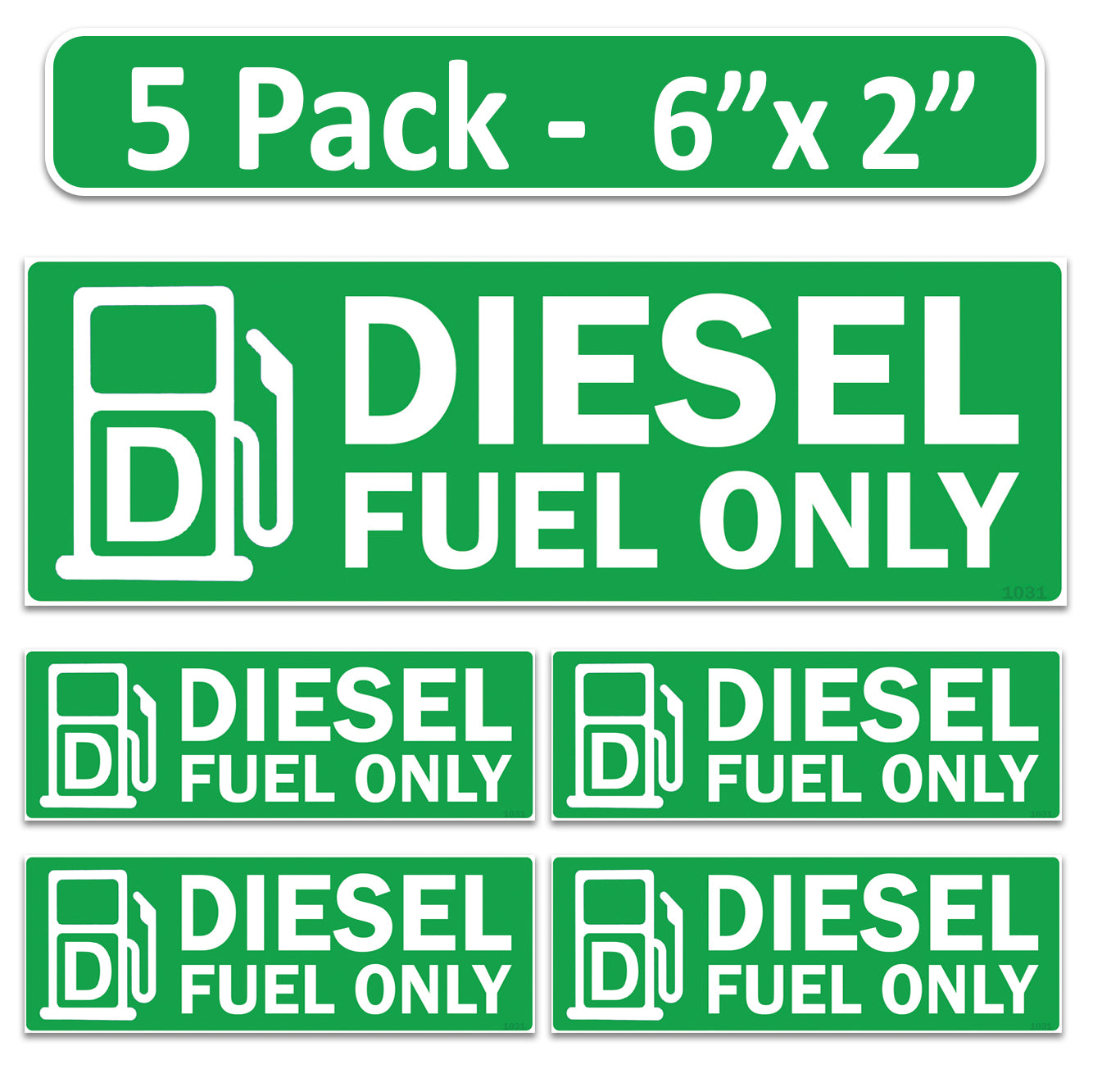 Littversions 5 Pack Diesel Fuel Only Stickers - 6"x2" Fuel Identification Labels - Weatherproof, UV-Resistant Vinyl for Fuel Tanks, Tractors, Excavators, Construction Equipment