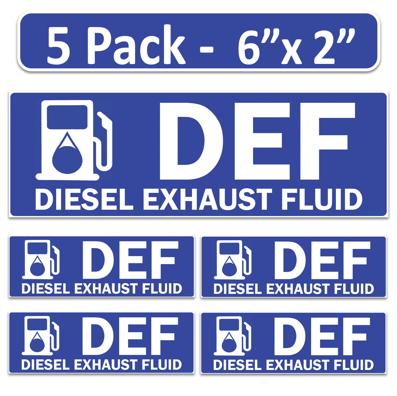 Littversions 5 Pack DEF - Diesel Exhaust Fluid Stickers - 6"x2" Fuel Identification Labels - Weatherproof Vinyl for Fuel Tanks, Tractors, Excavators, Construction Equipment