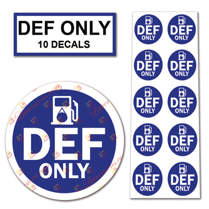10 Pack DEF - Diesel Exhaust Fluid Labels - Fuel Identification Labels - Weatherproof Vinyl for Fuel Tanks, Tractors, Excavators, Construction Equipment