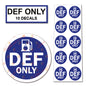 10 Pack DEF - Diesel Exhaust Fluid Labels - Fuel Identification Labels - Weatherproof Vinyl for Fuel Tanks, Tractors, Excavators, Construction Equipment