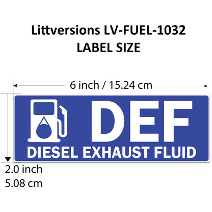 Littversions 5 Pack DEF - Diesel Exhaust Fluid Stickers - 6"x2" Fuel Identification Labels - Weatherproof Vinyl for Fuel Tanks, Tractors, Excavators, Construction Equipment