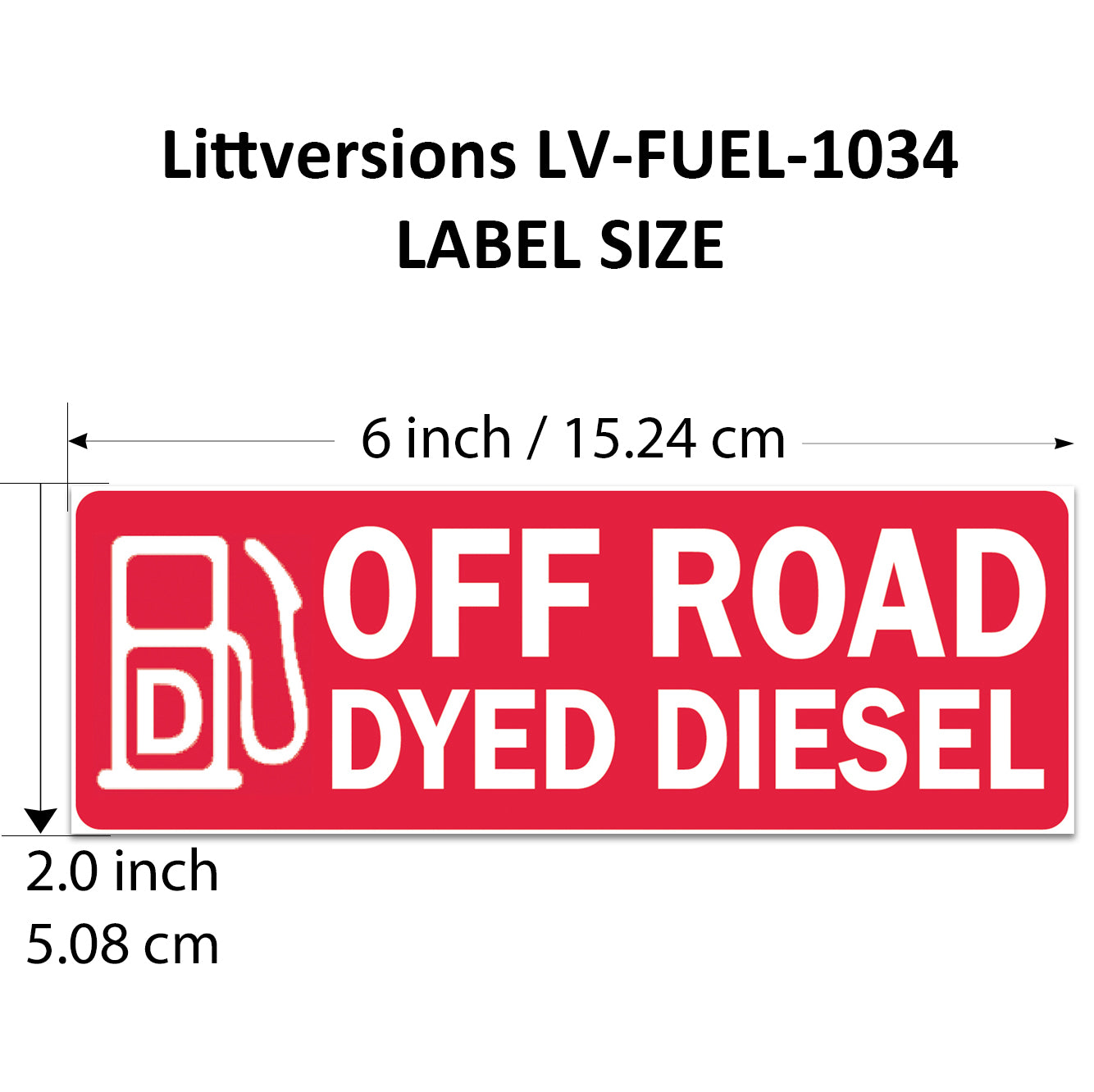 Littversions 5 Pack Off Road Dyed Diesel Stickers - 6"x2" Fuel Identification Labels - Weatherproof  Vinyl for Fuel Tanks, Tractors, Excavators, Construction Equipment