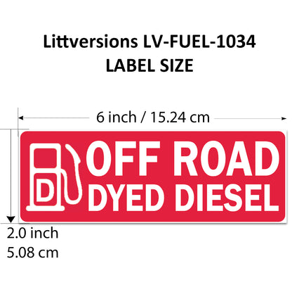 Littversions 5 Pack Off Road Dyed Diesel Stickers - 6"x2" Fuel Identification Labels - Weatherproof  Vinyl for Fuel Tanks, Tractors, Excavators, Construction Equipment