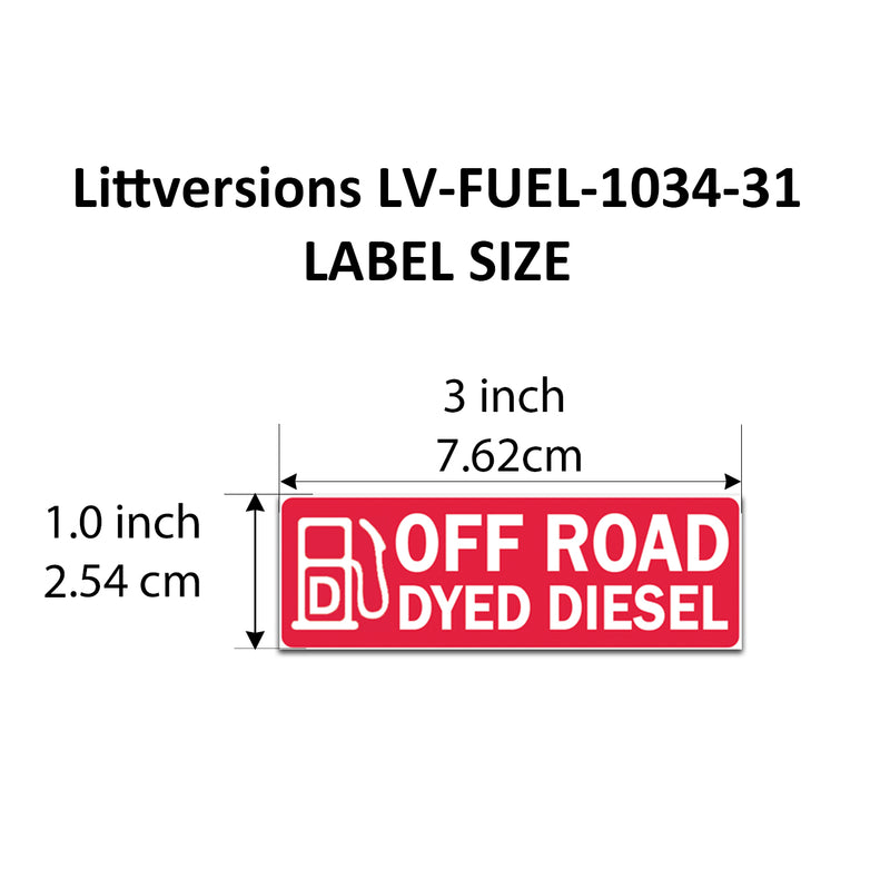 Littversions 12 Pack Off Road Dyed Diesel Stickers - 3"x1" Fuel Identification Labels - Weatherproof Vinyl for Fuel Tanks, Tractors, Excavators, Construction Equipment