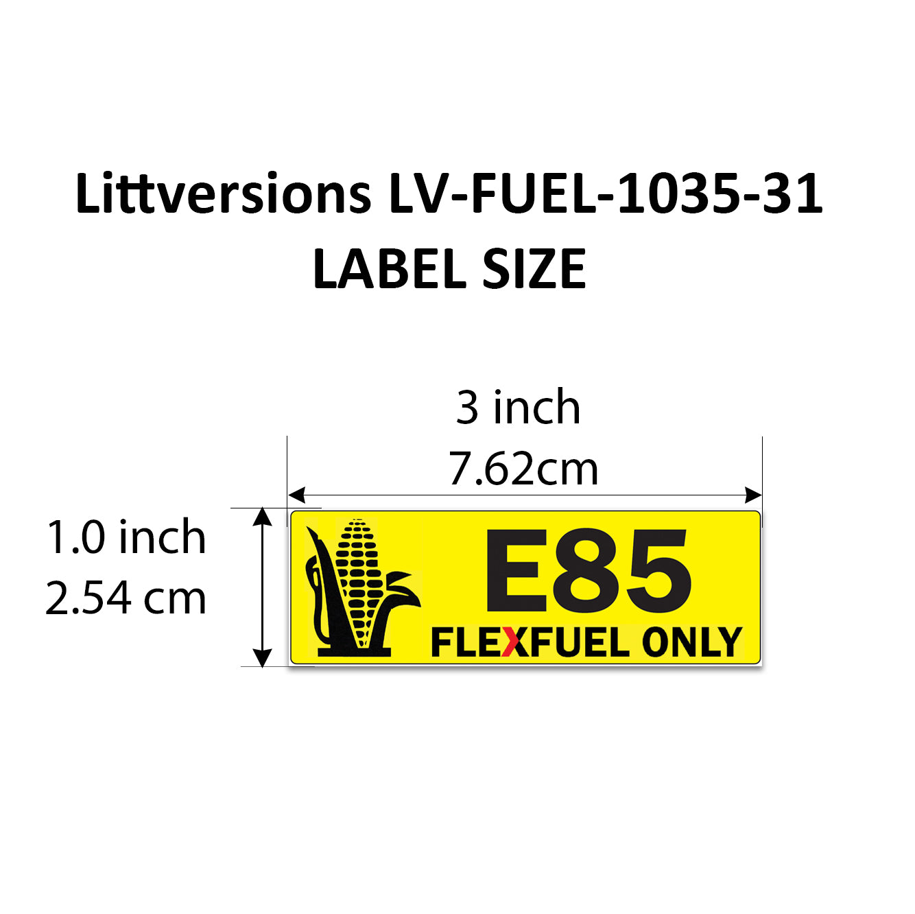 Littversions 12 Pack E85 Ethanol Flex Fuel Stickers - 3"x1" Fuel Identification Labels - Weatherproof Vinyl for Fuel Tanks, Tractors, Excavators, Construction Equipment