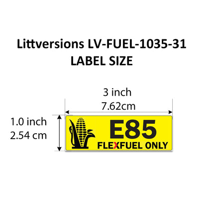 Littversions 12 Pack E85 Ethanol Flex Fuel Stickers - 3"x1" Fuel Identification Labels - Weatherproof Vinyl for Fuel Tanks, Tractors, Excavators, Construction Equipment