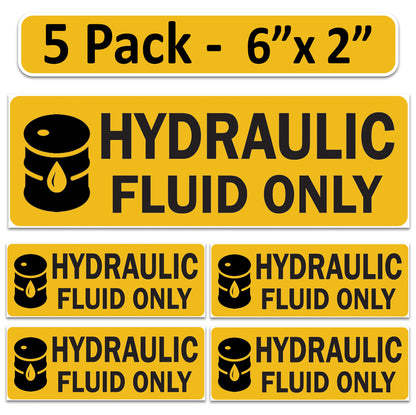Littversions 5 Pack Hydraulic Fuel Only Stickers - 6"x2" Fuel Identification Labels - Weatherproof, UV-Resistant Vinyl for Fuel Tanks, Tractors, Excavators, Construction Equipment