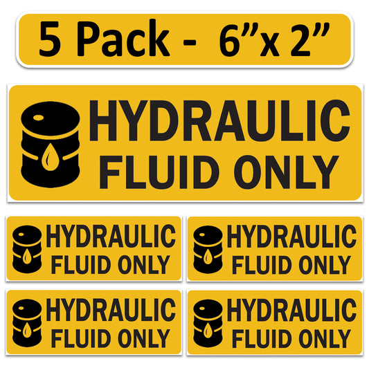 Littversions 5 Pack Hydraulic Fuel Only Stickers - 6"x2" Fuel Identification Labels - Weatherproof, UV-Resistant Vinyl for Fuel Tanks, Tractors, Excavators, Construction Equipment