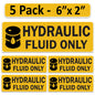 Littversions 5 Pack Hydraulic Fuel Only Stickers - 6"x2" Fuel Identification Labels - Weatherproof, UV-Resistant Vinyl for Fuel Tanks, Tractors, Excavators, Construction Equipment