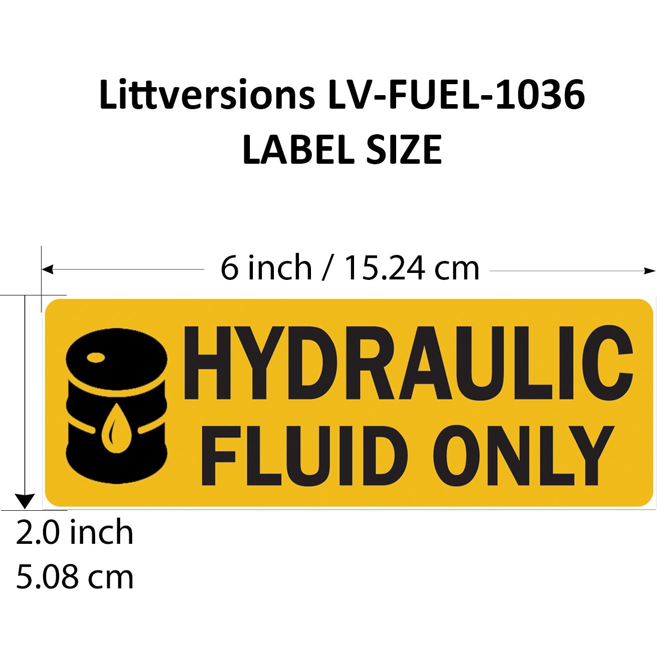 Littversions 5 Pack Hydraulic Fuel Only Stickers - 6"x2" Fuel Identification Labels - Weatherproof, UV-Resistant Vinyl for Fuel Tanks, Tractors, Excavators, Construction Equipment