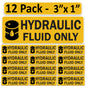 Littversions 12 Pack Hydraulic Fuel Only Stickers - 3"x1" Fuel Identification Labels - Weatherproof, UV-Resistant Vinyl for Fuel Tanks, Tractors, Excavators, Construction Equipment