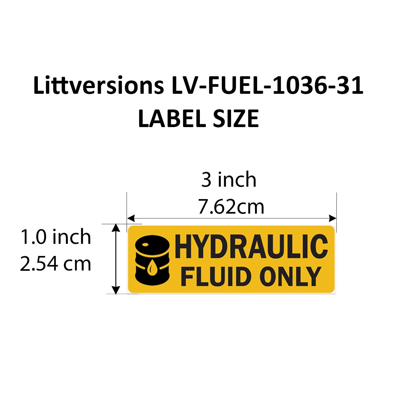 Littversions 12 Pack Hydraulic Fuel Only Stickers - 3"x1" Fuel Identification Labels - Weatherproof, UV-Resistant Vinyl for Fuel Tanks, Tractors, Excavators, Construction Equipment