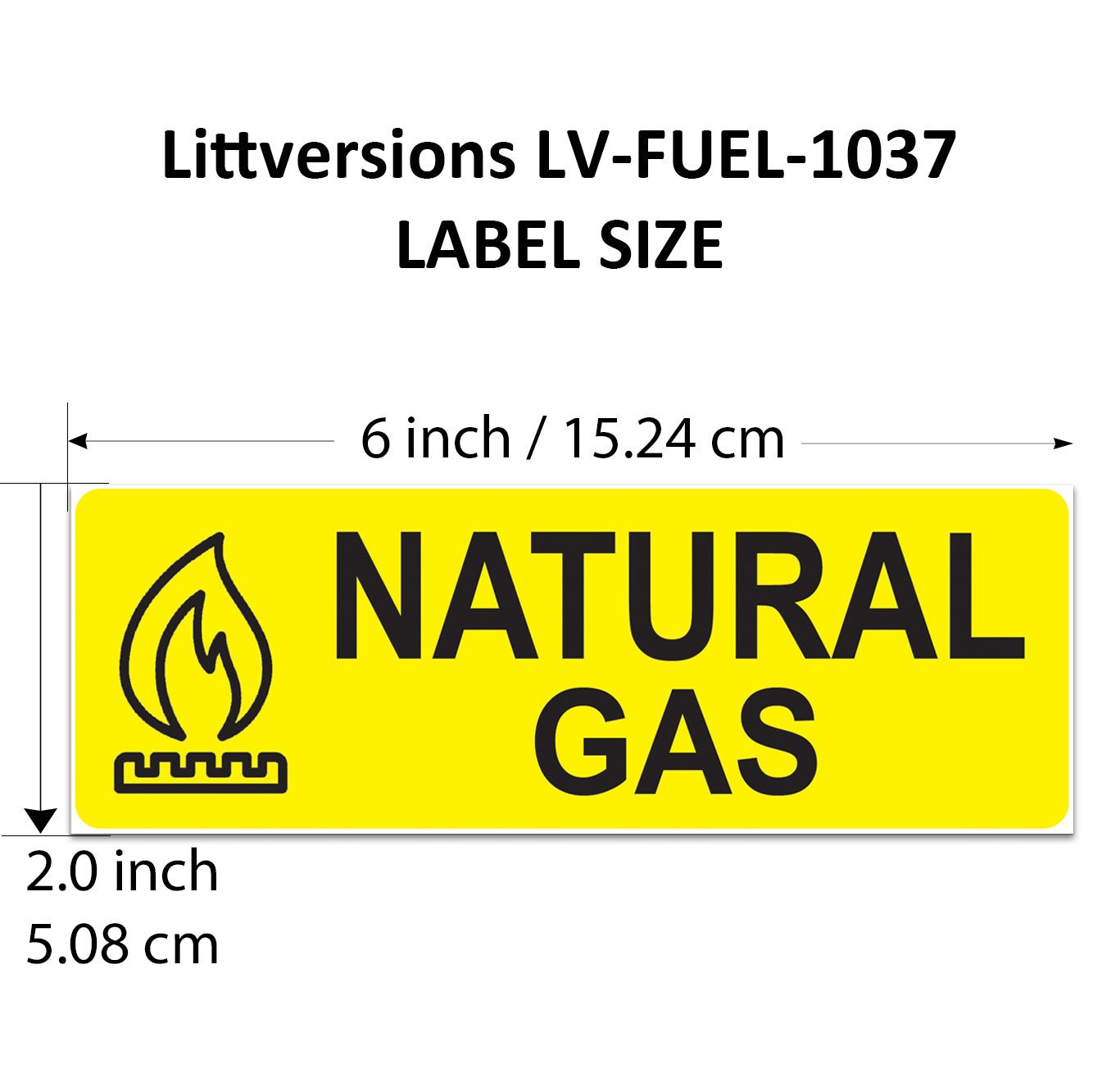 Littversions 5 Pack Natural Gas Stickers - 6"x2" Fuel Identification Labels - Weatherproof Vinyl for Fuel Tanks, Tractors, Excavators, Construction Equipment