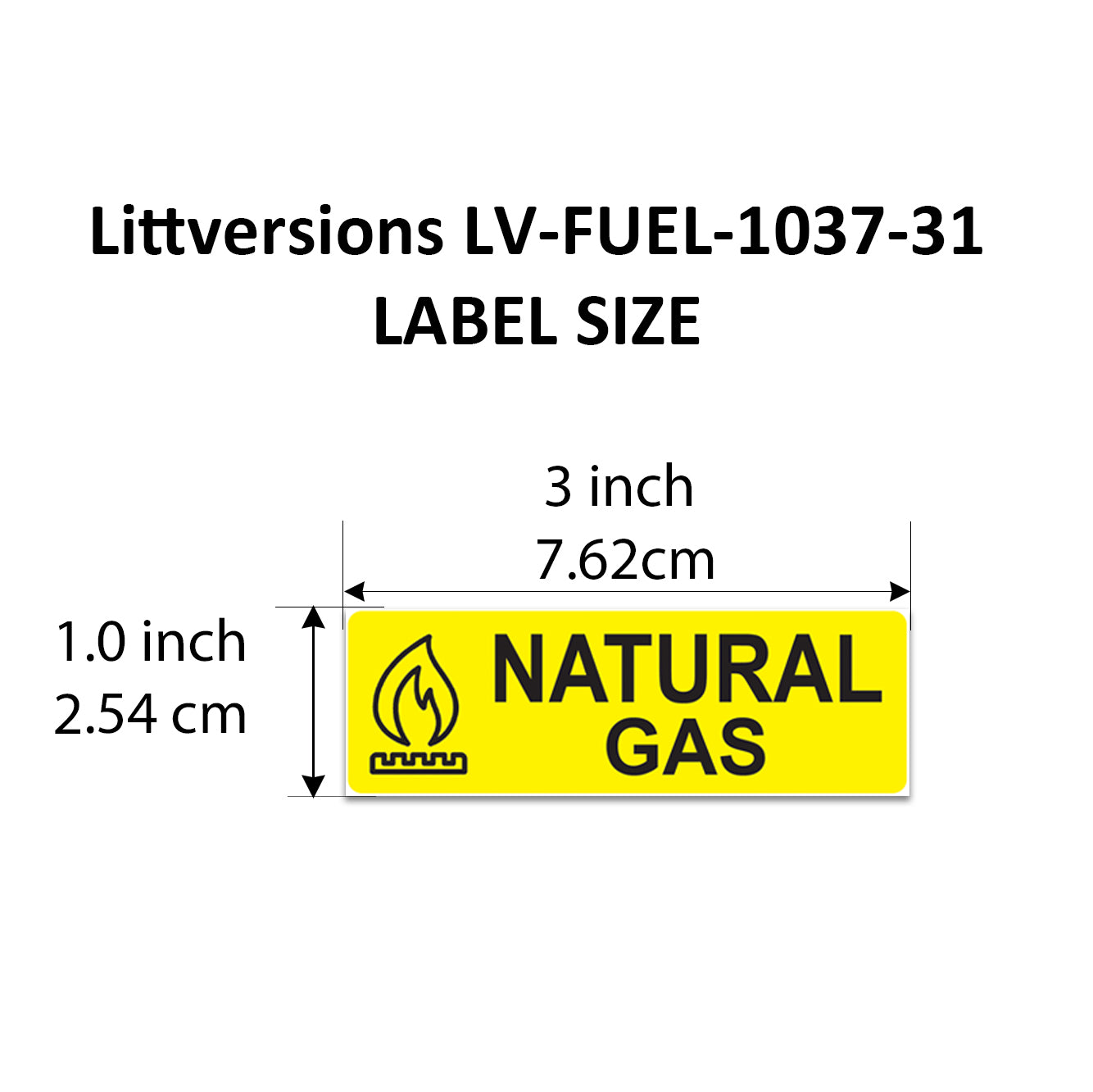 Littversions 12 Pack Natural Gas Stickers - 3"x1" Fuel Identification Labels - Weatherproof Vinyl for Fuel Tanks, Tractors, Excavators, Construction Equipment
