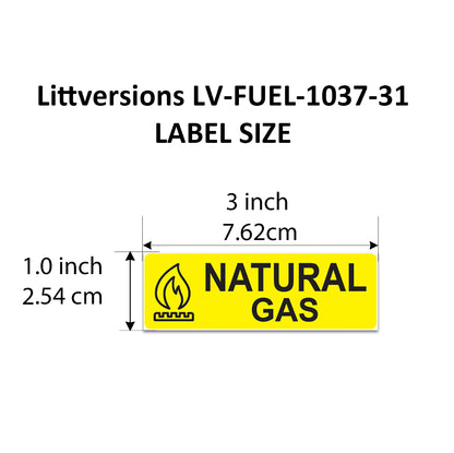 Littversions 12 Pack Natural Gas Stickers - 3"x1" Fuel Identification Labels - Weatherproof Vinyl for Fuel Tanks, Tractors, Excavators, Construction Equipment