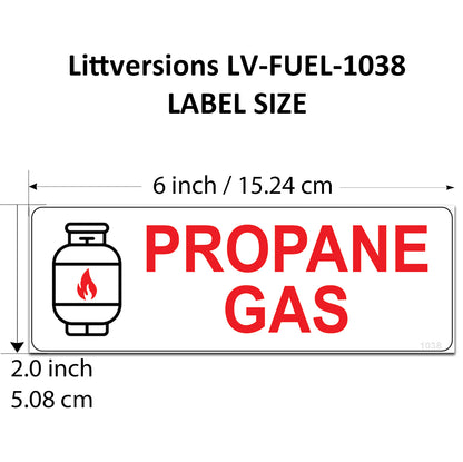 Littversions 5 Pack Propane Gas Stickers - 6"x2" Fuel Identification Labels - Weatherproof, UV-Resistant Vinyl for Fuel Tanks, Tractors, Excavators, Construction Equipment