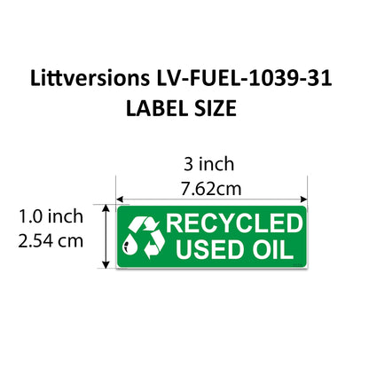 Littversions 12 Pack Recycled Used Oil Stickers - 3"x1" Fuel Identification Labels - Weatherproof, UV-Resistant Vinyl for Fuel Tanks, Tractors, Excavators, Construction Equipment