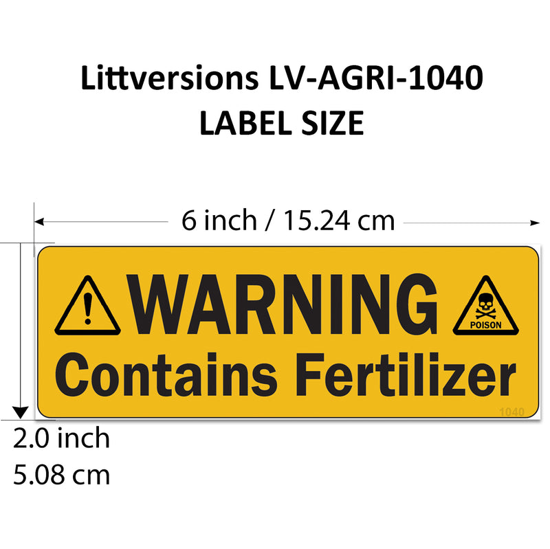 Littversions 5 Pack Warning Contains Fertilizer Stickers, 6"x2" Pump Sprayer Labels, Weatherproof Vinyl Decals for Garden & Lawn Pressure Sprayers, Chemical Identification Sign