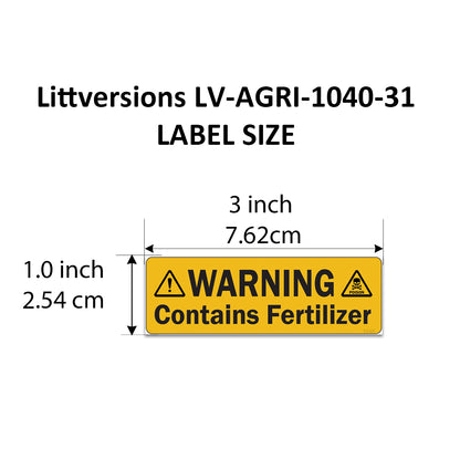 Littversions 12 Pack Warning Contains Fertilizer Stickers, 3"x1" Pump Sprayer Labels, Weatherproof Vinyl Decals for Garden & Lawn Pressure Sprayers, Chemical Identification Sign