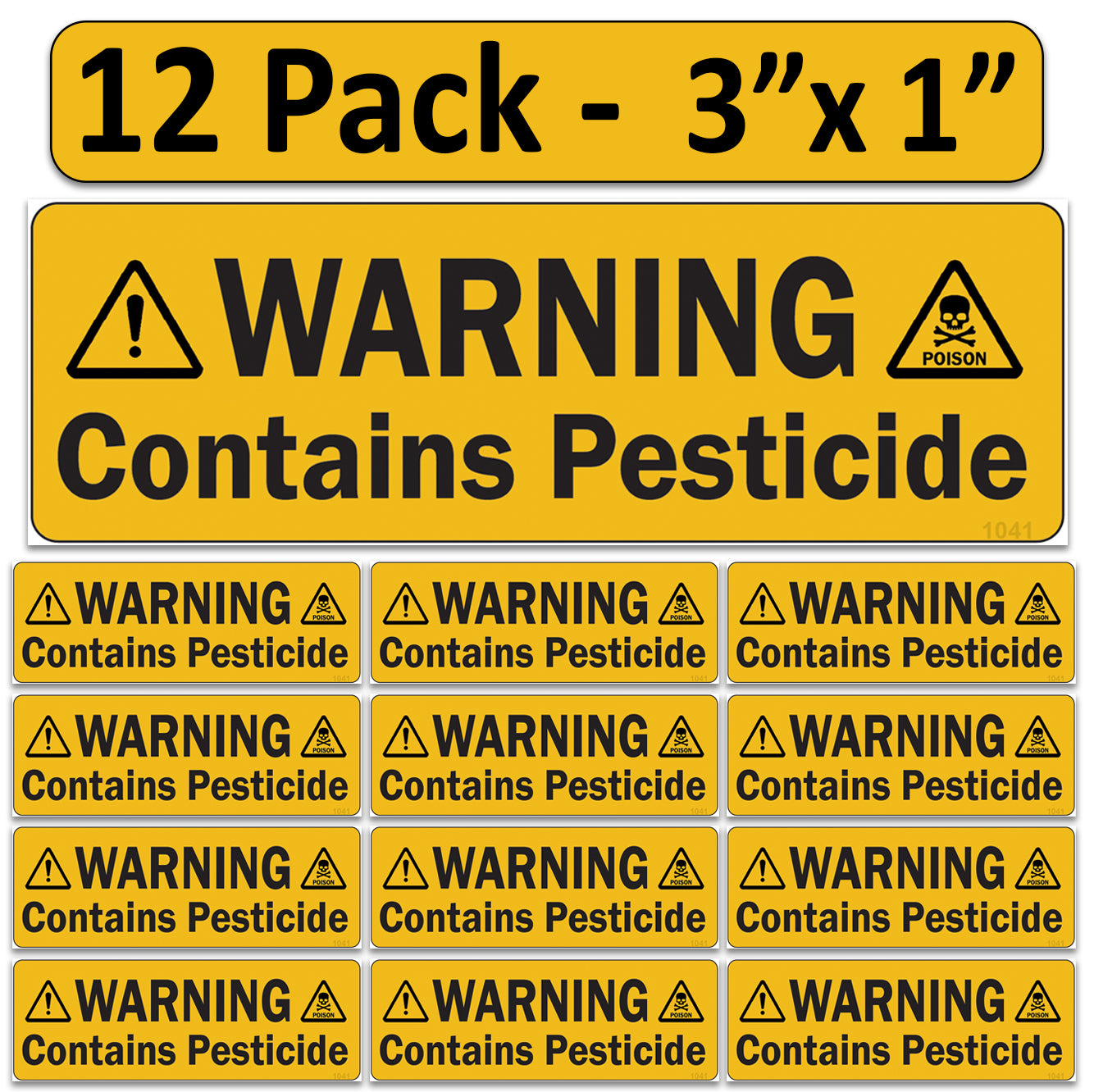 Littversions 12 Pack Warning Contains Pesticide Stickers, 3"x1" Pump Sprayer Labels, Weatherproof Vinyl Decals for Garden & Lawn Pressure Sprayers, Chemical Identification Sign
